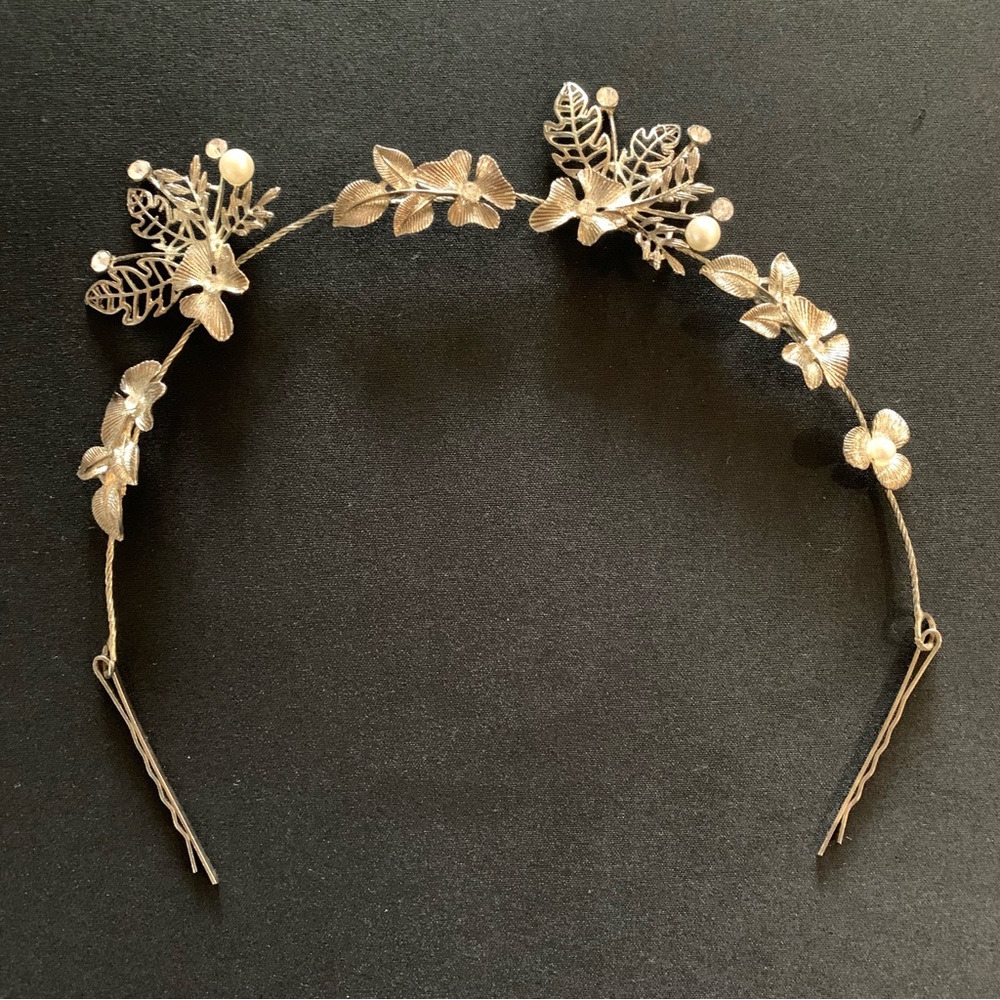 Bridal hair band/crown - dark silver tone